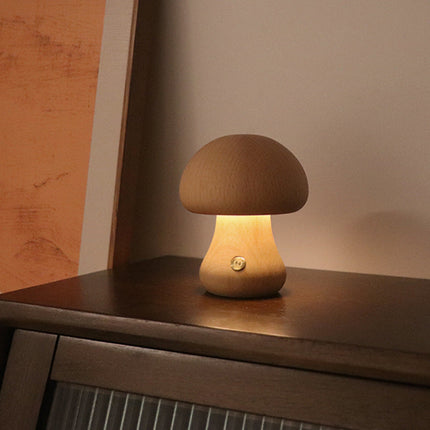 Brązowa lampka nocna LED grzybek