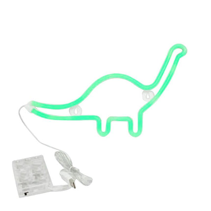 Zielona neonowa lampka nocna dinozaur