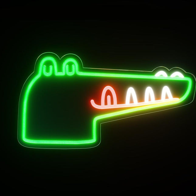 Neon LED na ścianę głowa krokodyla