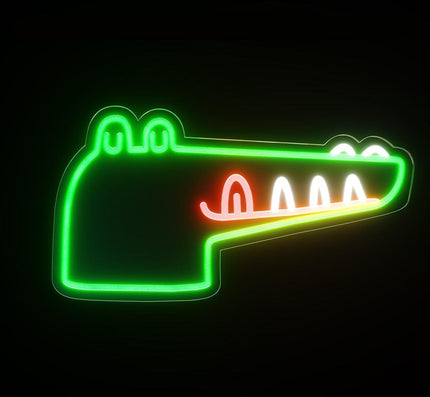 Neon LED na ścianę głowa krokodyla