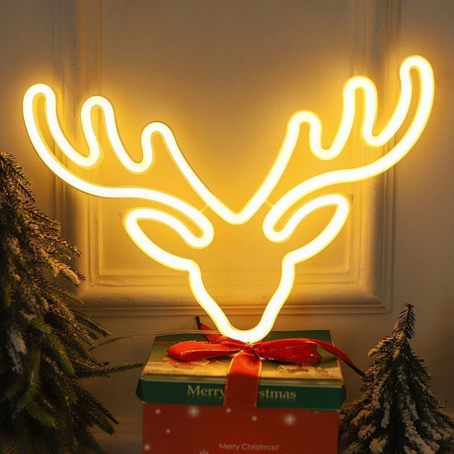 Neon LED renifer świąteczna dekoracja ścienna