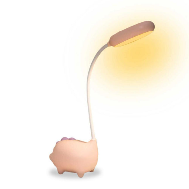 Różowa lampka na biurko świnka