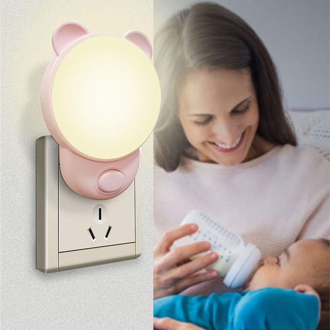 Różowa lampka nocna do kontaktu miś