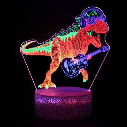 Lampka nocna 3D dinozaur z gitarą