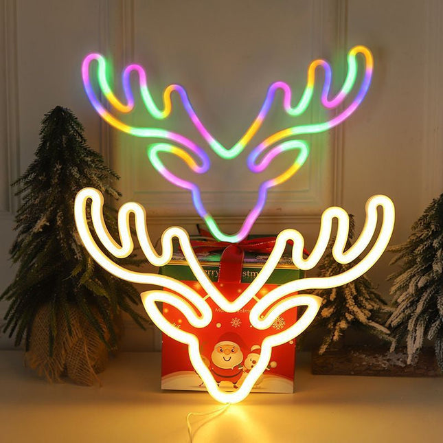 Neon LED renifer świąteczna dekoracja ścienna