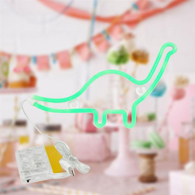 Zielona neonowa lampka nocna dinozaur