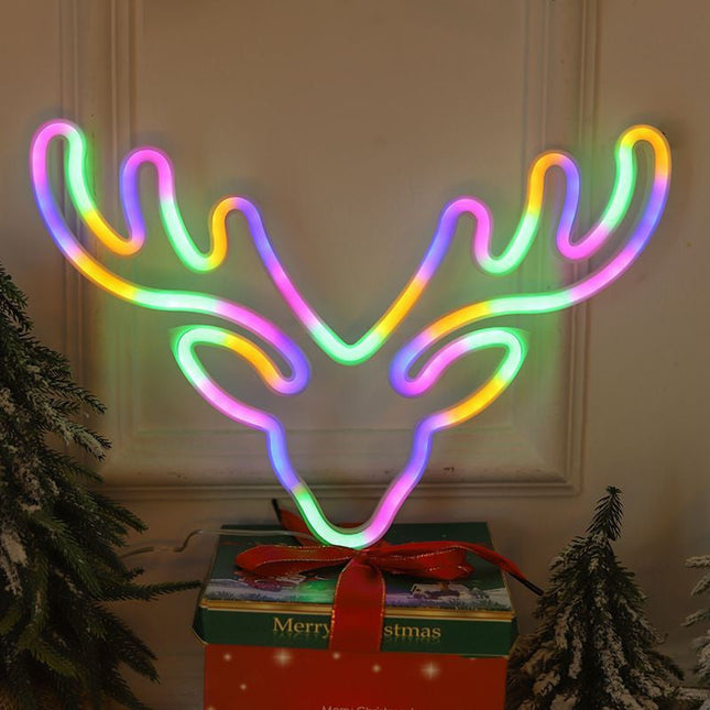 Neon LED renifer świąteczna dekoracja ścienna