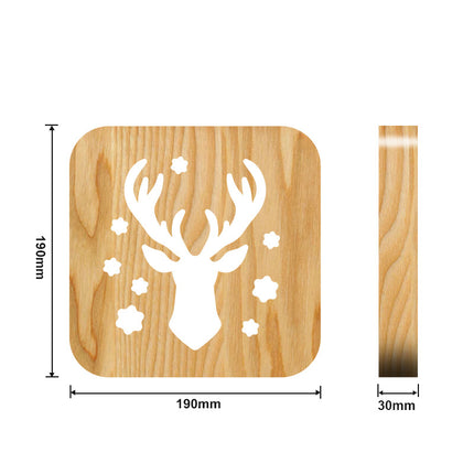 Drewniana lampka nocna LED jeleń USB