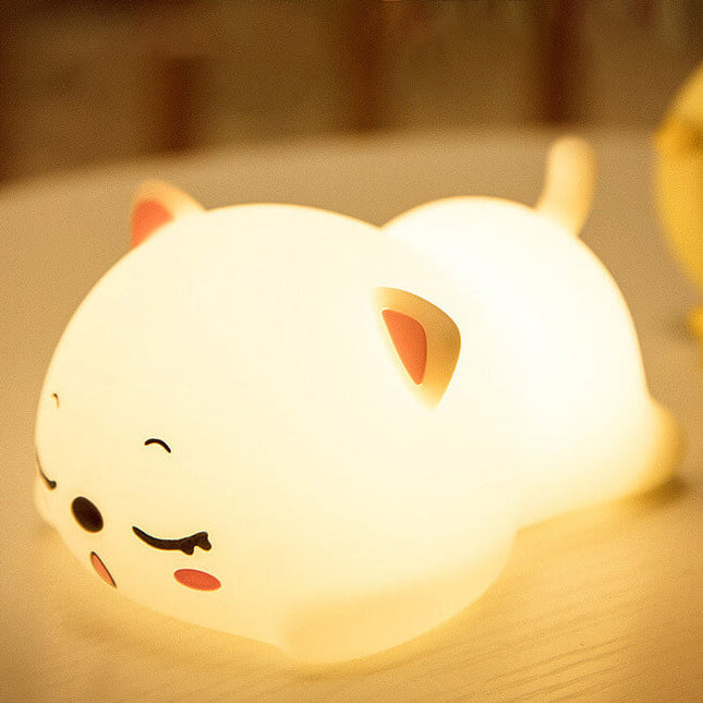 Lampka nocna kotek kawaii zmieniająca kolory