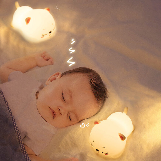 Lampka nocna kotek kawaii zmieniająca kolory