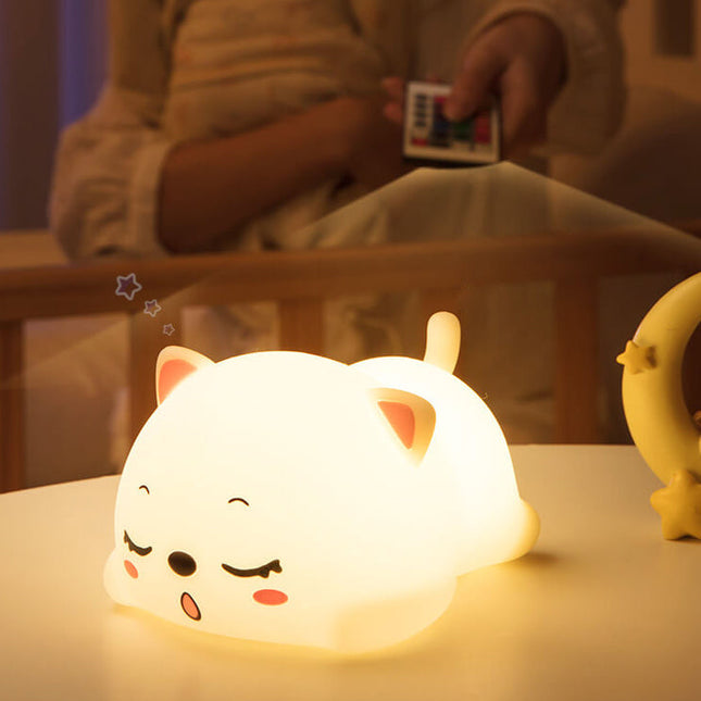 Lampka nocna kotek kawaii zmieniająca kolory