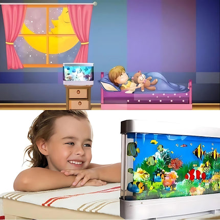 Lampka nocna akwarium z pływającymi rybkami