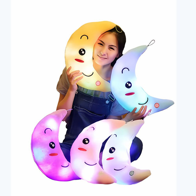 Świecąca pluszowa poduszka w kształcie księżyca