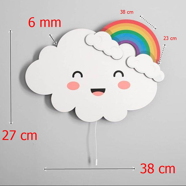 Biały kinkiet ścienny chmurka z tęczą