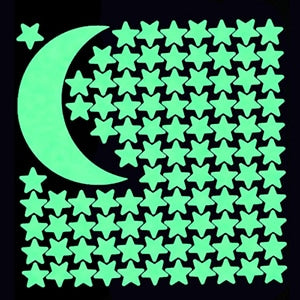 Fluorescencyjne naklejki ścienne gwiazdki i księżyc