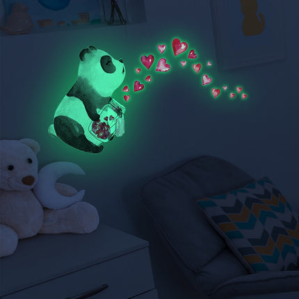 Fluorescencyjne naklejki ścienne z pandą do pokoju