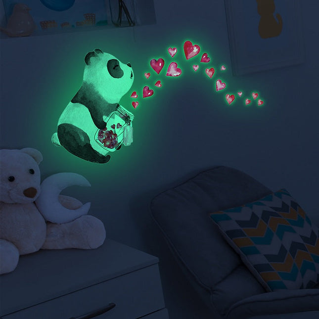 Fluorescencyjne naklejki ścienne z pandą do pokoju