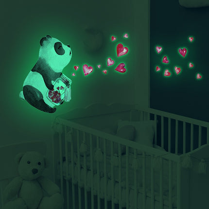 Fluorescencyjne naklejki ścienne z pandą do pokoju