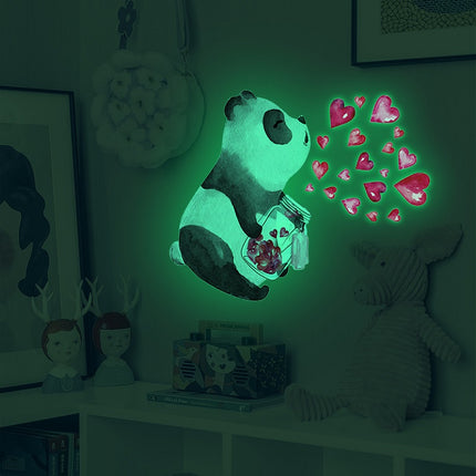 Fluorescencyjne naklejki ścienne z pandą do pokoju