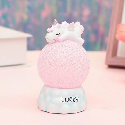 Różowa lampka nocna jednorożec na kuli