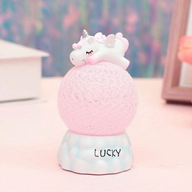 Różowa lampka nocna jednorożec na kuli