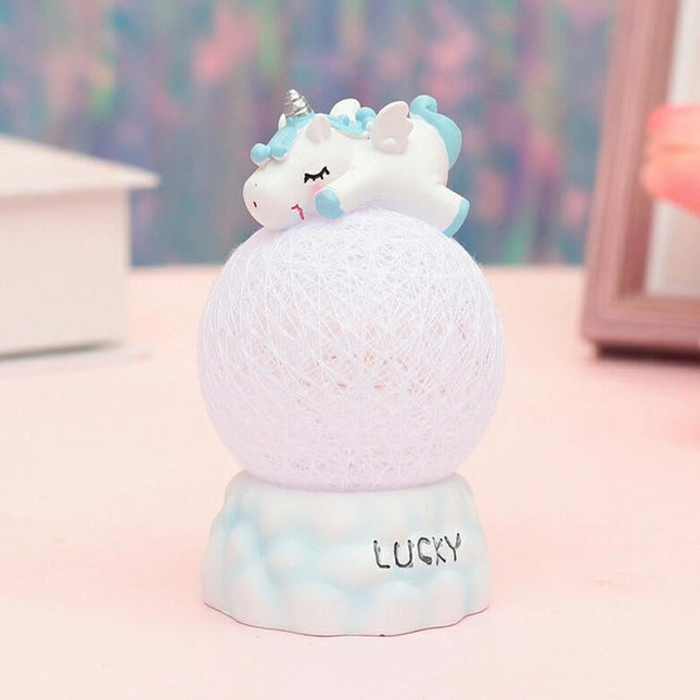 Różowa lampka nocna jednorożec na kuli