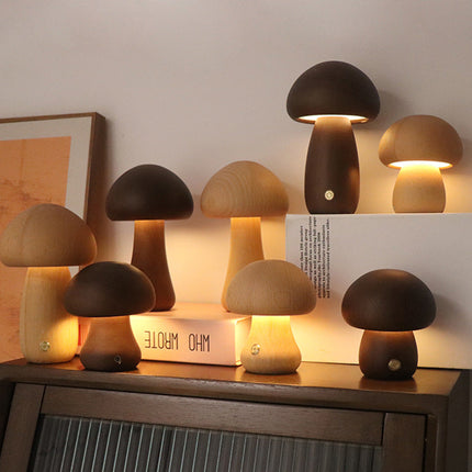 Brązowa lampka nocna LED grzybek