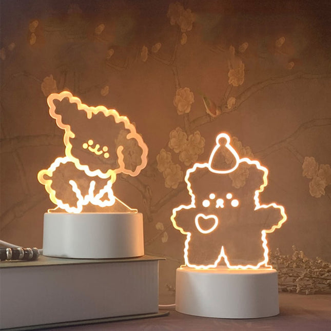 Urocza lampka nocna 3D tańczący miś