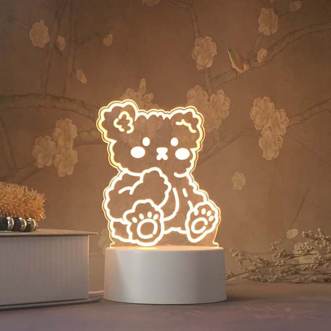Dekoracyjna lampka 3D śmieszny miś na biurko