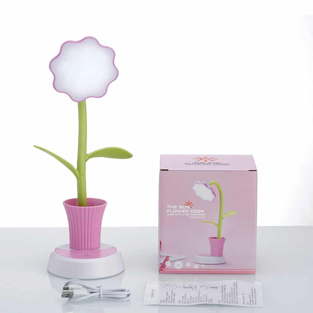 Lampka na biurko kwiatek z przybornikiem