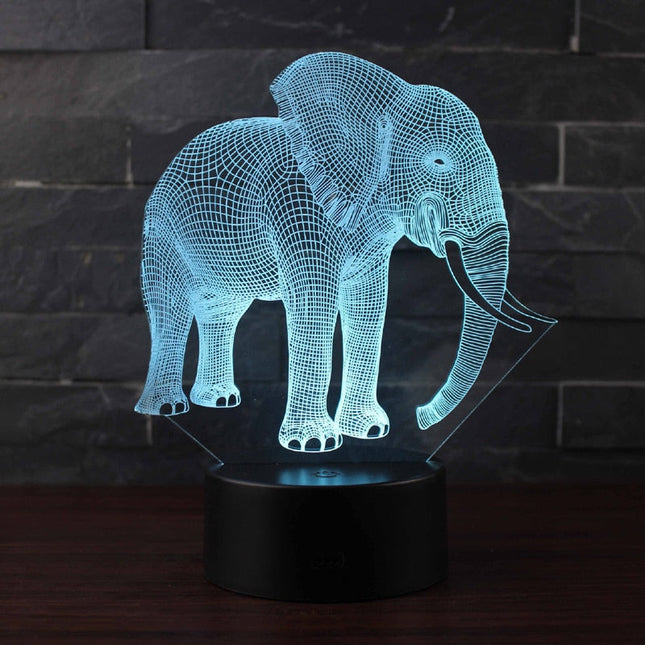 Lampka nocna 3D iluzja LED słoń