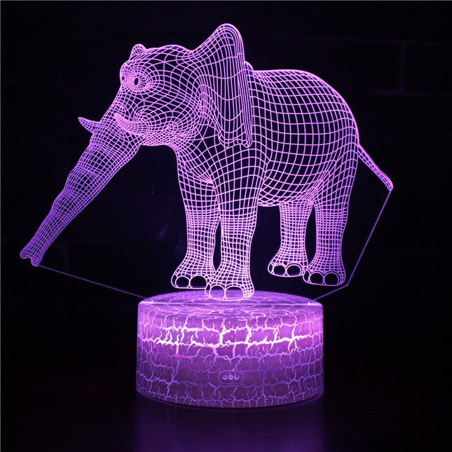 Lampka nocna 3D iluzja LED słoń