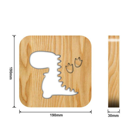 Drewniana lampka LED dinozaur do pokoju dziecka