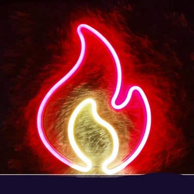Neonowa lampa LED w kształcie płomienia