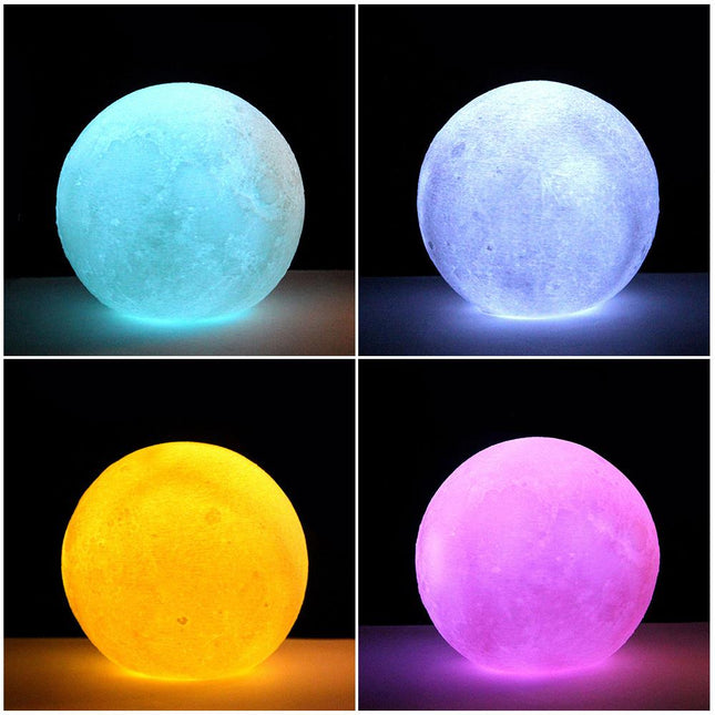 Wielokolorowa lampka nocna księżyc 3D