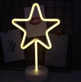 Żółta neonowa lampka LED w kształcie gwiazdy