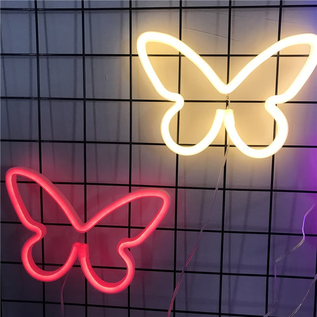 Neonowa lampa LED ścienna motyl