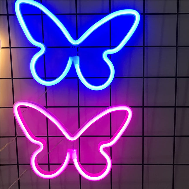 Neonowa lampa LED ścienna motyl
