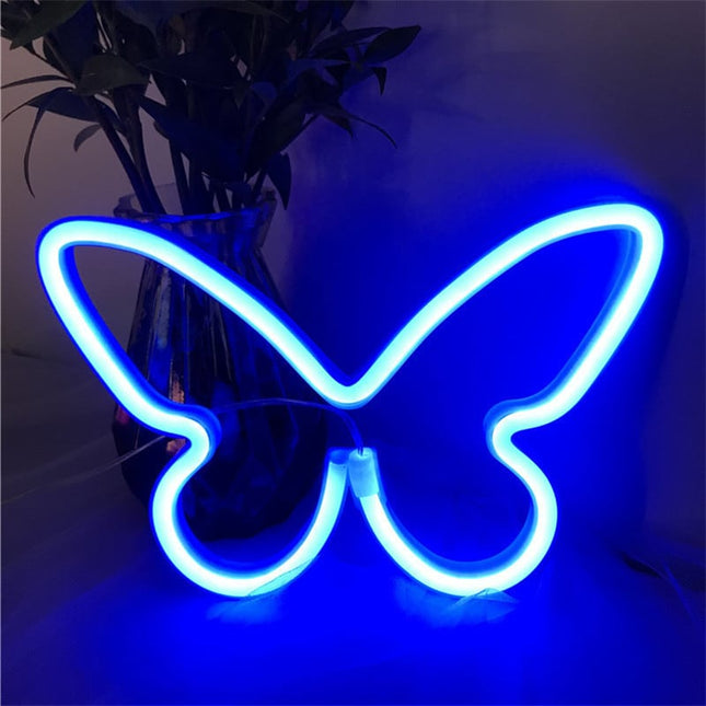 Neonowa lampa LED ścienna motyl