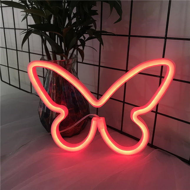 Neonowa lampa LED ścienna motyl