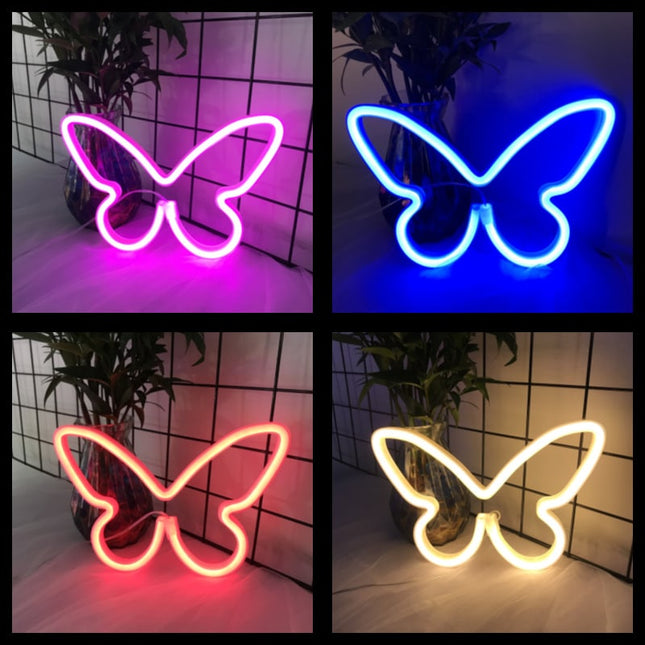 Neonowa lampa LED ścienna motyl