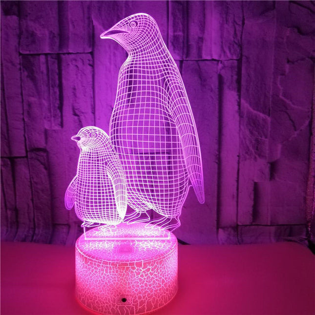 Lampka nocna 3D LED z pingwinami