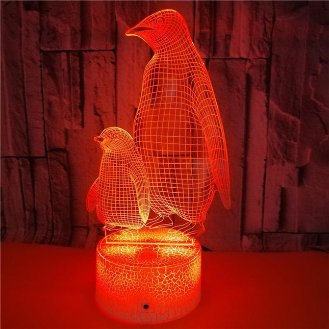 Lampka nocna 3D LED z pingwinami