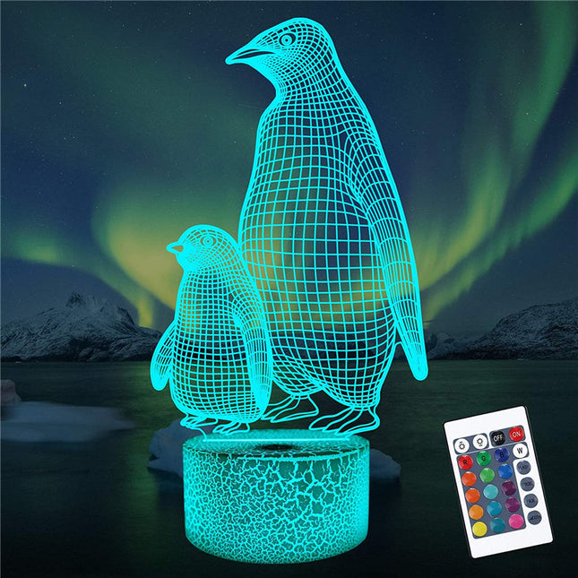 Lampka nocna 3D LED z pingwinami