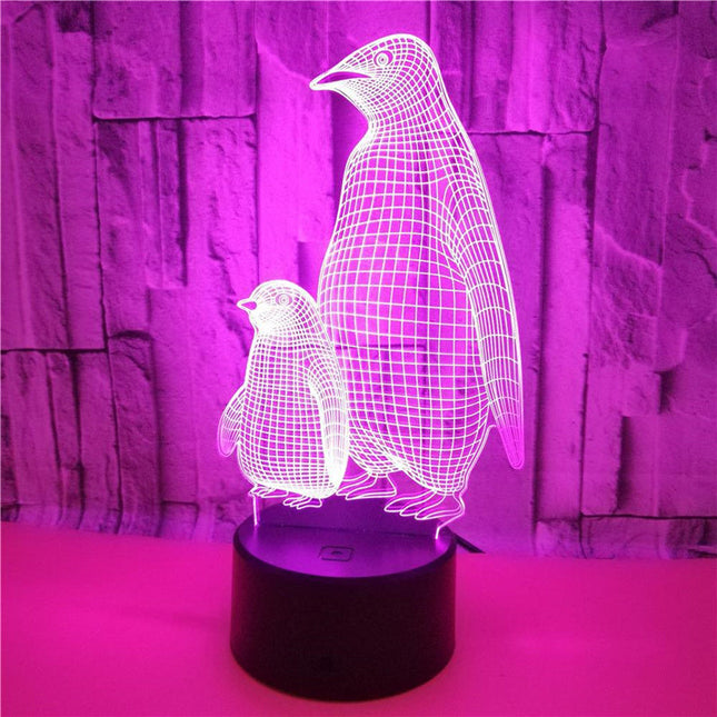 Lampka nocna 3D LED z pingwinami