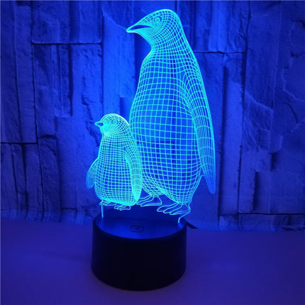 Lampka nocna 3D LED z pingwinami