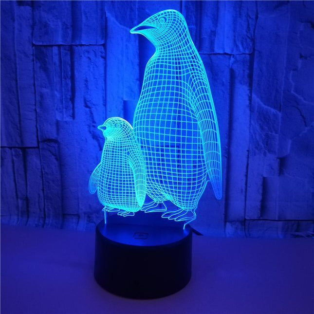 Lampka nocna 3D LED z pingwinami