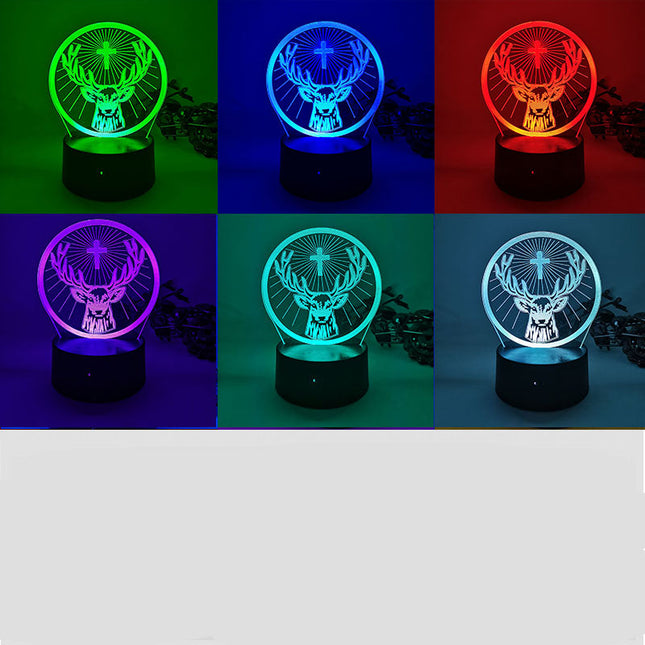 Lampka nocna 3D iluzja LED jeleń