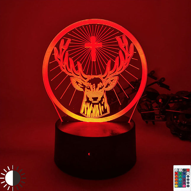 Lampka nocna 3D iluzja LED jeleń