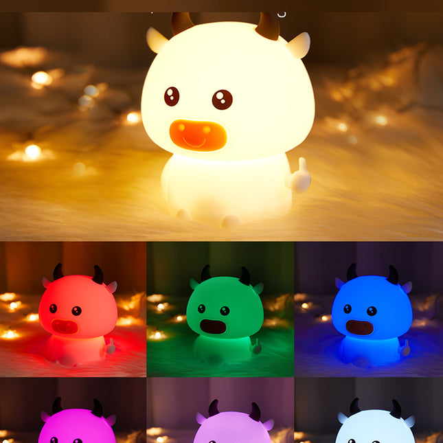 Silikonowa lampka nocna LED krówka dotykowa